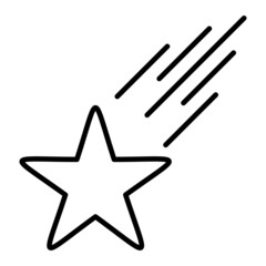 Shooting Star Vector Outline Icon Isolated On White Background