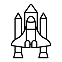 Space Shuttle Vector Outline Icon Isolated On White Background