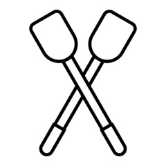 Rowing Vector Outline Icon Isolated On White Background