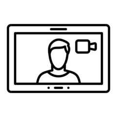Video Call Vector Outline Icon Isolated On White Background