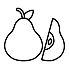 Pear Vector Outline Icon Isolated On White Background