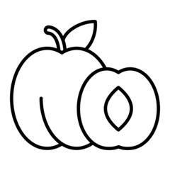 Plum Vector Outline Icon Isolated On White Background