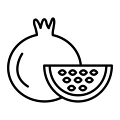 Pomegranate Vector Outline Icon Isolated On White Background