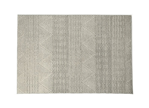 Grey Carpet With Geometric Pattern Isolated On White, Top View