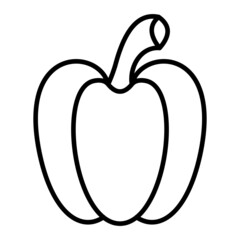 Bell Pepper Vector Outline Icon Isolated On White Background