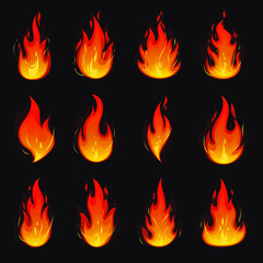 fire flames set