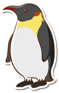 Sticker design with a cute penguin isolated