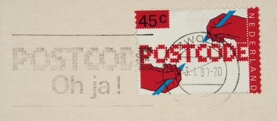 vintage retro alt old briefmarke stamp gestempelt used frankiert cancel slogan holland nederland...