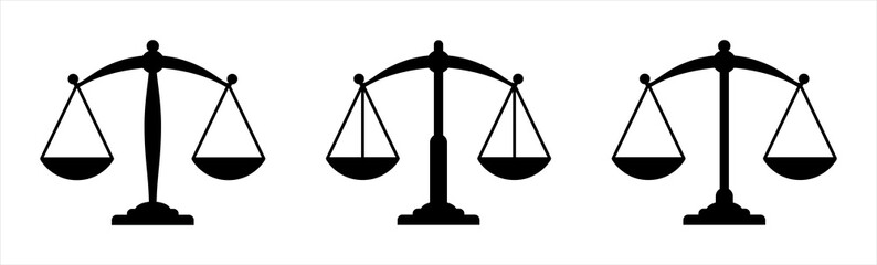 Scales justice icons set.