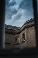 old house in the dark sky
