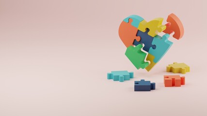3d piece of heart puzzle vertical shape premium image
