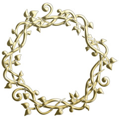 Circular border with golden leaves. Art Deco style illustration with silhouettes of leaves creating a golden circular border.
