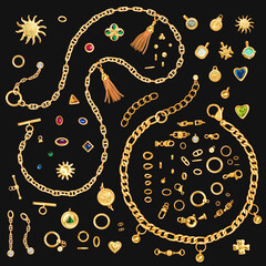 Gold Chains ClipArt Collection Brooches Bracelets