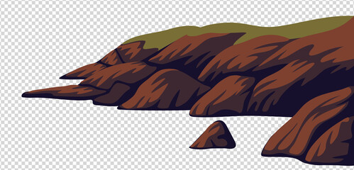 Cliff, vector sea rocky coast isolated on white background. Vector illustration in flat cartoon style © ✦ Bizarre Factory ✦