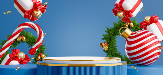 marble podium with christmas concept for product display