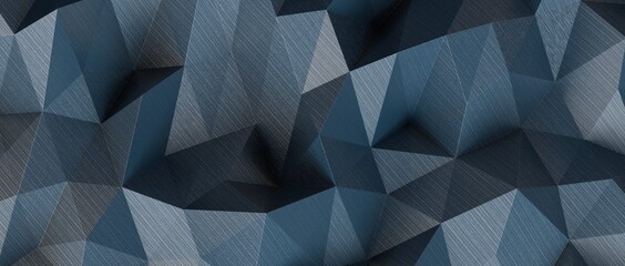 Blue abstract futuristic geometric poly technology background. Science and technology. 3d illustration