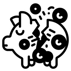 cracked piggy glyph icon