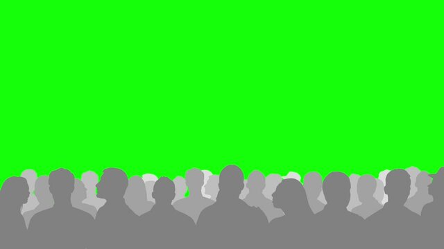 Silhouetted crowd 4K animation movie (green background for chroma key use)