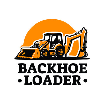 Backhoe Loader Excavator Logo Design Vector Isolated