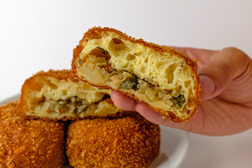 Vegetable croquettes on a white background
