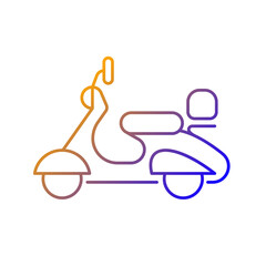 Vintage moped gradient linear vector icon. Old-fashioned two-wheeled vehicle. Antique scooter. Classic appearance. Thin line color symbol. Modern style pictogram. Vector isolated outline drawing