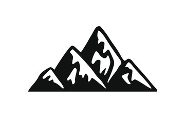 Hand Drawn Mountains Isolated. Vector Illustration Ski Resort Logo. Drawing Camping Element Winter Landscape