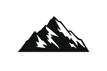 Hand Drawn Mountains Isolated. Vector Illustration Ski Resort Logo. Drawing Camping Element Winter Landscape
