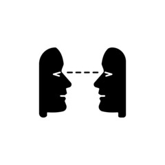 Eye contact black glyph icon. Nonverbal communication. Building connection with listener, speaker. Showing focus, attention. Silhouette symbol on white space. Vector isolated illustration - obrazy, fototapety, plakaty
