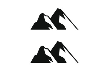 Hand Drawn Mountains Isolated. Vector Illustration Ski Resort Logo. Drawing Camping Element Winter Landscape
