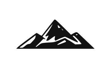 Hand Drawn Mountains Isolated. Vector Illustration Ski Resort Logo. Drawing Camping Element Winter Landscape
