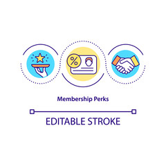 Membership perks concept icon. Privilege for loyal customers abstract idea thin line illustration. Benefits and reward for clients. Vector isolated outline color drawing. Editable stroke