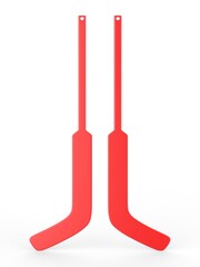 Blank ice hockey stick template mock up, 3d render illustration.