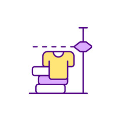 Fototapeta premium Apparel shopping RGB color icon. Limited edition products. Clothes selling. Exclusive and unique wear. Limited offer for loyal customers. Isolated vector illustration. Simple filled line drawing