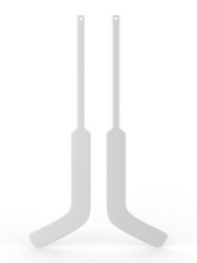 Blank ice hockey stick template mock up, 3d render illustration.
