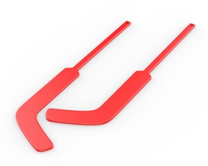 Blank ice hockey stick template mock up, 3d render illustration.