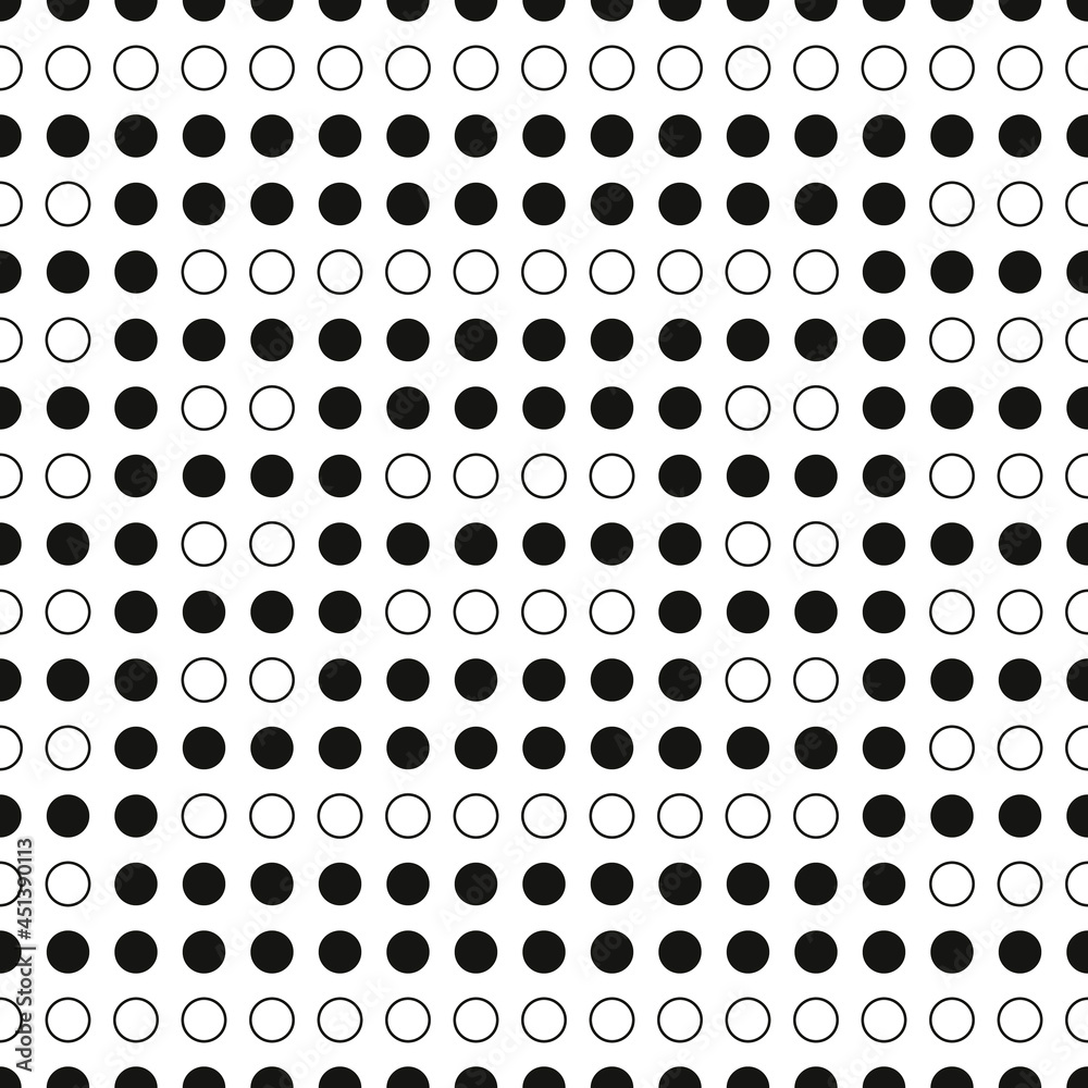 Poster black and white dots. vector seamless repeated circles.