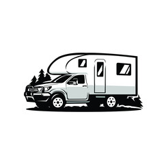 Adventure Truck Trailer Camper Van Vector Isolated