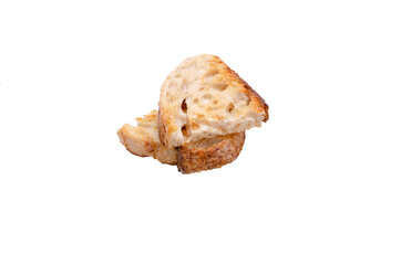 a pieces of rye bread on a white background