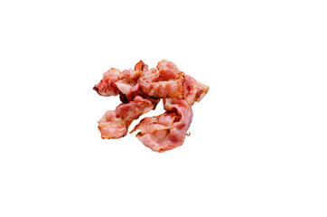 fried bacon on a white background