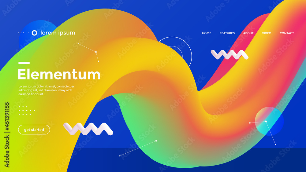 Wall mural colorful 3d geometric compositions with gradient abstract shape. innovation modern background design