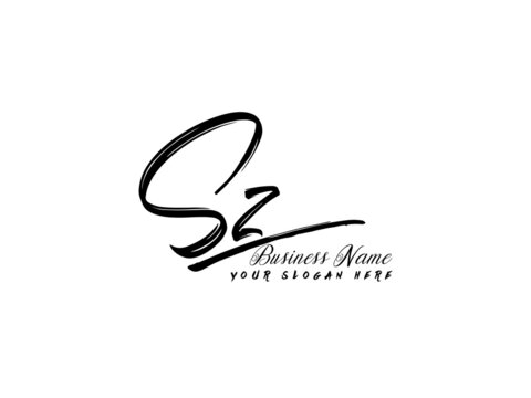 Brush SZ Letter Logo, monogram sz signature logo icon vector for business