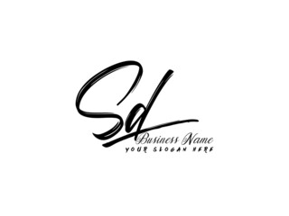 Brush SD Letter Logo, monogram sd logo icon vector for business