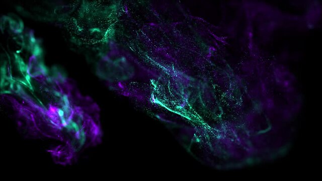 Abstract particles on black background moving in slow motion 4k footage