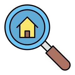 Vector Search Home Filled Outline Icon Design