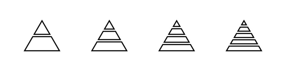 Pyramid chart line icon. Pyramid diagram outline template symbols or logo. Chart infographic elements. Stock vector