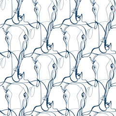 elephant animal art line vector modern seamless pattern print white