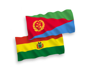 Obraz premium Flags of Eritrea and Bolivia on a white background