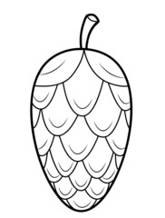 Christmas coloring book or page for kids. Cone black and white vector illustration