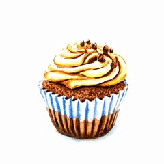chocolate cupcake isolated on white