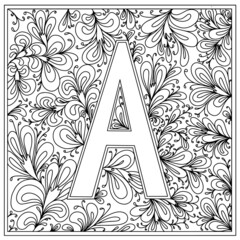 Alphabet. The letter A. Coloring. Vector (2)
